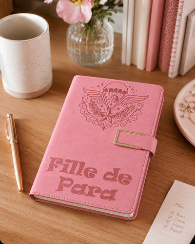 Carnet rose cuir pu - carnet, en