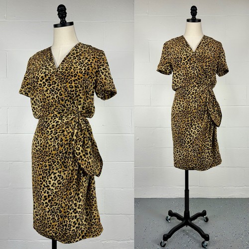 Vintage 90s 100 silk - silk, leopard