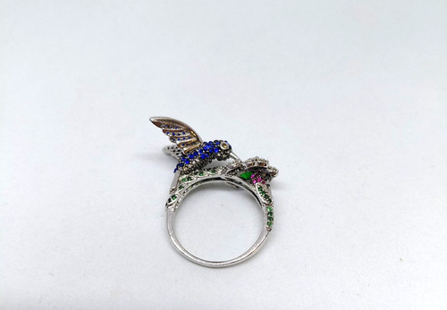 Bague colibri oiseau - , fleur