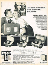 PUBLICITE ADVERTISING 075  1957  TEPPAZ   malette éléctrophone tourne-disque