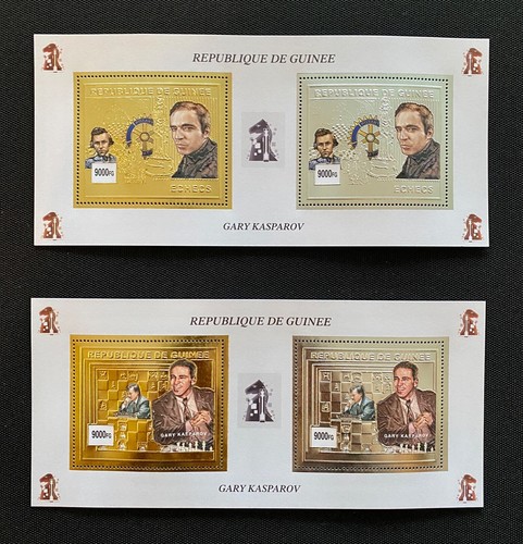 Chess stamps gold - chess,