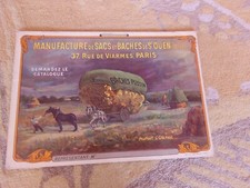 CARTON  PUBLICITAIRE LITHOGRAPHIE MANUFACTURE DE SACS ET BACHES DE  ST OUEN