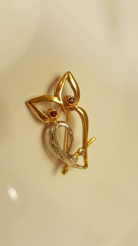 Jolie broche hibou - , plaqué