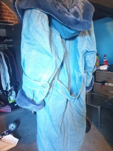 Manteau fourure renard - manteau, bleu