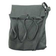 Sac bandoulière homme ANN DEMEULEMEESTER cuir véritable ridé noir