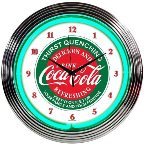 Coca cola green neon clock - cola,