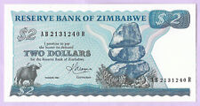 2 Dollars ZIMBABWE 1983, P-1b, UNC, Barrage Kariba sur le Zambèze, Poisson-tigre