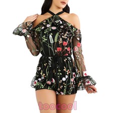 Global Femme Costume Dos Chair Floral Voilé Jumpsuit Neuf DL-2142