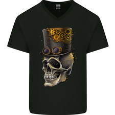 Steampunk Crâne Hommes Col V Cotton