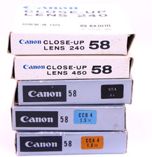 Lot 5 filtres Canon 58mm ND/CCA4/CCB4/Close-up Lens 240/450 pour FL 55/1.2 85...