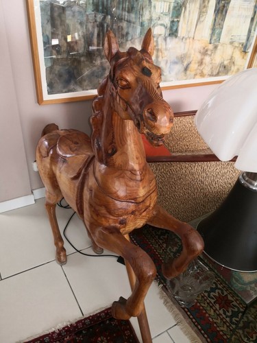 Cheval manège bois en - cheval, de