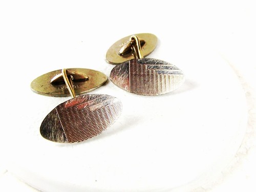 Art deco silvertone cufflinks - art,