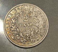 2 FRANC Cérès  1871 k   SUP  en SUP monnaie  cote 150 euro  