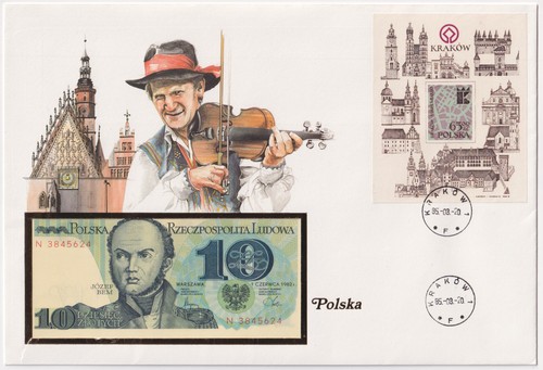 Pologne numisbrief avec billet - pologne,