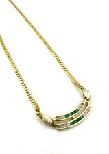 MAGNIFIQUE COLLIER OR 18 CARATS - Emeraudes et diamants 0,50 carat - 9,35 g