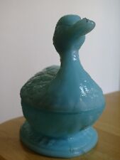 VALLERYSTHAL ANCIENNE BOITE BONBONNIERE CANARD OPALINE BLEU
