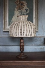 Lampe de chevet, lampe à poser vintage,lampe bois sculpté avec abat jour crochet