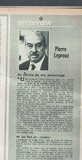 PIERRE LEPROUX  ARTICLE demi PAGE  1969 / CLIPPING PRESS 