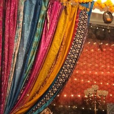 Rideau indien sari décor fenêtre rideau sari en soie multicolore pour décoration
