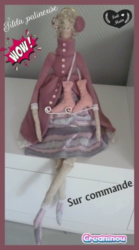 Poupée tilda patineuse - poupée,
