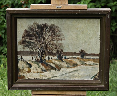 Paysage hiver sur toile - sur,