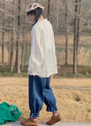 Pantalon ample jeans - , brodé