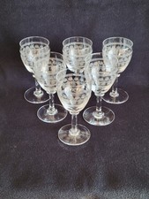 6 Anciens Verres A Pied A Porto El Cristal Gravé Baccarat 