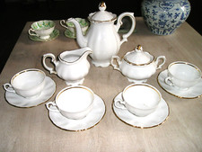 SERVICE à CAFE en PORCELAINE de BAVIERE- BLANC et OR - 11 PIECES