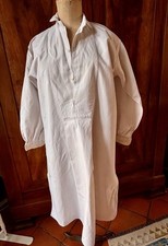 Ancienne CHEMISE GRAND-PERE  en tissu métis épais avec 2 pans et plastron