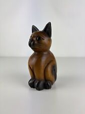 Jolie Petite Statue de Chat Assis, Sculpté à la main, Art Vintage, 15,5cm 
