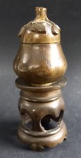 Ancien Brule Parfum Bronze Indochine Vietnam Old Censer Chinese Gourd Coloquinte