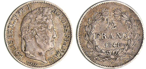 Louis philippe demi franc 1841 - demi,