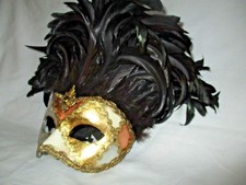  Masque ancien du Carnaval de Venise  Plumes de Coq 