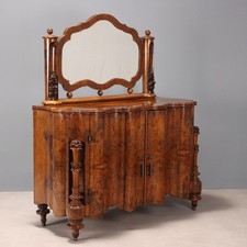 Commode Art Déco Ancienne avec Miroir Noyer 3 Tiroirs XXe Siècle Originale