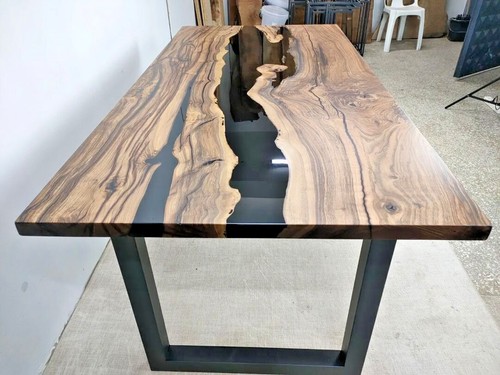 Table bois époxy noir - table, en