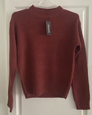 Pull Maille Rouge Berry Col Rond BOOHOO M