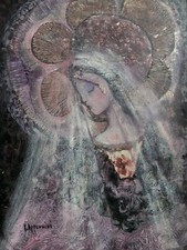 Tableau Huile Portrait Religieux Sainte Vierge Yvonne APPENNINI 1928-1988