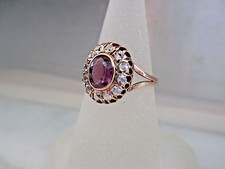 14k or Jaune Naturel Améthyste Et Cz Ring