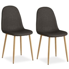 Lot de 2 chaises de salle à manger rembourrée grise chaise cuisine Homestyle4u