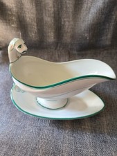 Saucière Porcelaine Blanche Et Verte
