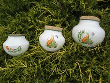 SERIE DE 3 POTS EMAILLES CITROUILLES EMAIL VERITABLE NEUF DECO UTILE ALIMENTAIRE