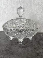 Bonbonnière Vintage en Verre Taillé ou Cristal, avec Couvercle - Élégant