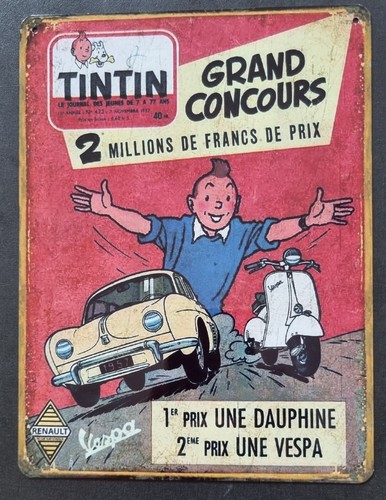 Plaque métal vintage tintin - plaque,