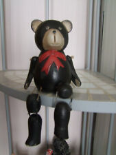 OURS en bois sculpté Articulé Jouet/Décoration des années 2000 peint polychrome