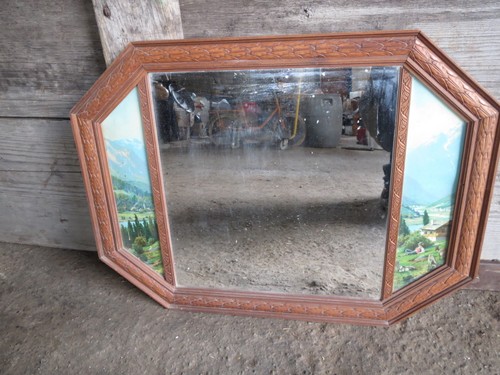 Ancien miroir cadre - , bois
