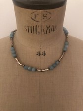 Ancien Collier Argent Aigue Marine Vintage
