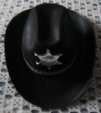 CHAPEAU COWBOY NOIR SHERIF POLYESTER ENFANT TAILLE 54 - 56 CMS