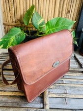 Bandoulière vintage cuir pleine fleur ordinateur portable messager abat-jour ...