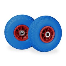 Roue de diable 2x Roue de brouette caoutchouc 3.00-4"D Pour axe de 20 mm Bleu...