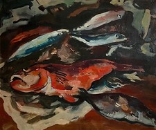 Guy BAER (1897-1985) , peintre  suisse vaudois de Vevey Poisson